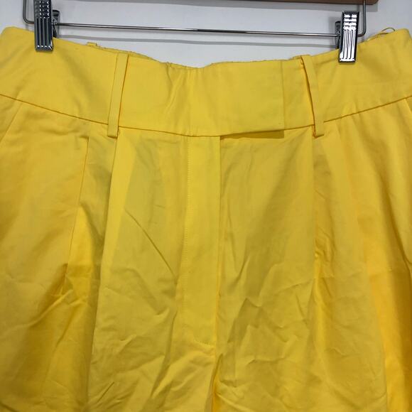 Anthropologie x Exquise Barrel Wide Leg Pleated Chino Pant Yellow/ Jaune Size L - Picture 3 of 9